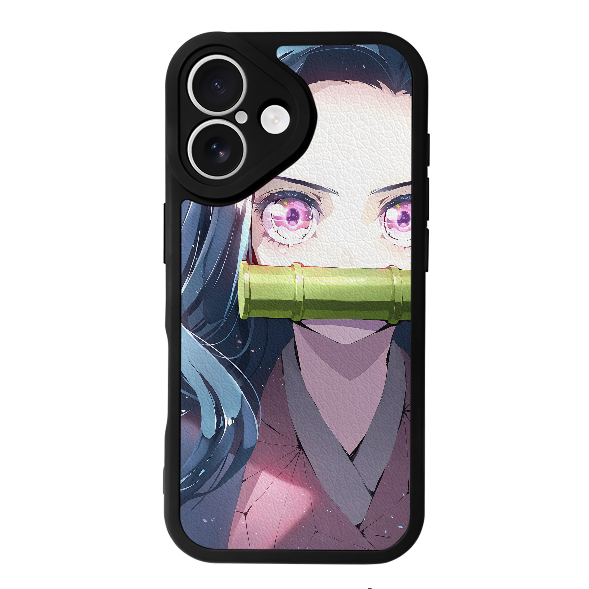 （画像用） 鬼滅の刃（きめつのやいば）竈門 禰󠄀豆子／かまど ねずこ Kamado Nezuko 【iPhone 16シリーズ対応】シリコンスマホケース（レザー調） 材質：シリコン